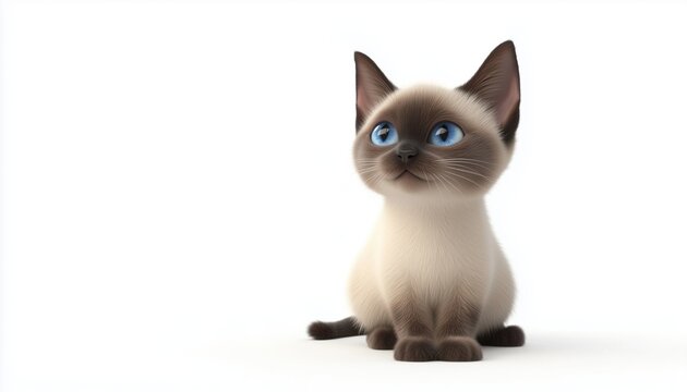 Siamese Kitten Cat - A Lovely Pet Animal With Sleek Fur And Strikingly Beautiful Blue Eyes. Perfect For Anyone Looking For A Playful And Affectionate Companion.