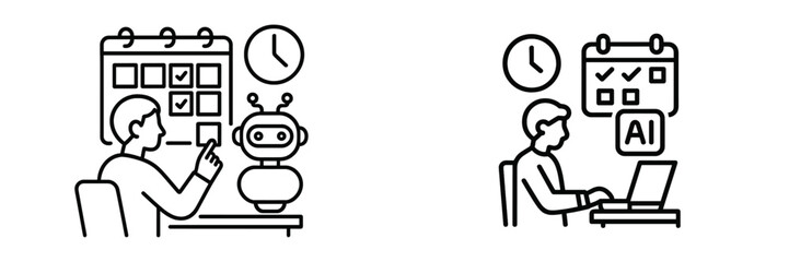 People using technology and artificial intelligence to manage tasks and schedules efficiently for productivity