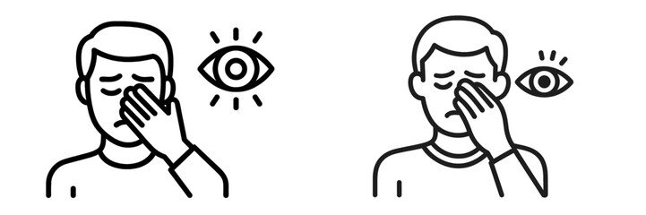 Expressions of frustration and stress in a simple line art style with eye motifs