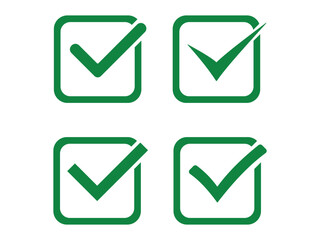 Set check mark and cross. check mark icon button set. Vector illustration.  check box icon with right and wrong buttons and yes or no checkmark icons in green tick box and red cross.