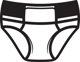 Baby Diaper Silhouette Vector Format – Black Toddler Clothing Graphic for Nursery Use