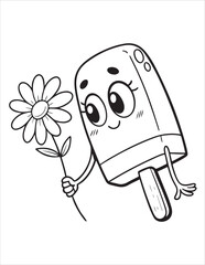 Cute Ice Cream Coloring Pages for Kids – Fun Summer Dessert Line Art, Kawaii Popsicle and Sundae Illustrations