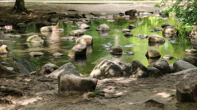 large stones in still water