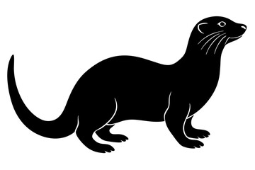 Silhouette Vector Art Illustration of Black and White Otter	
