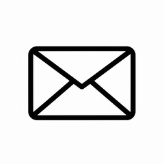 This high-quality vector graphic features a bold black outline minimalist envelope icon with rounded corners and a V-shaped flap, emphasizing simplicity and clean lines.