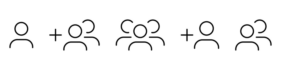 Obraz premium group of people and user icons , add new user line icon | for user, group, team, community and group management interfaces | editable stroke
