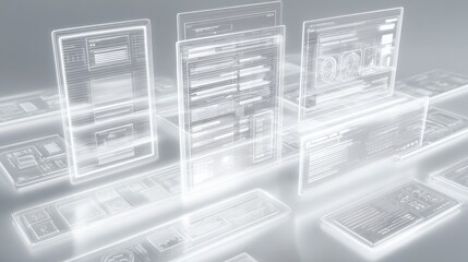 White screens displaying information