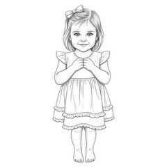 Cute Girl Pencil Sketch Drawing – Aesthetic Female Line Art on White Background