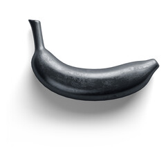 A metallic banana sculpture, showcasing a unique artistic interpretation of a familiar fruit.