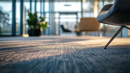Blurred perspective of a long, empty hospital corridor with shiny blue floors and bright lighting, symbolizing a modern medical facility