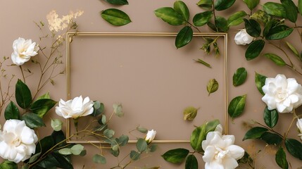 Elegant Ornate Frame with Floral Accents Styled for Fine Art Showcases or Greeting Card Mockups
