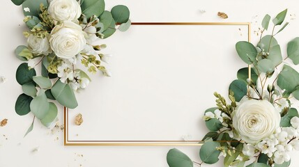 Floral Adorned Frame in Minimal Setting Perfect for Showcasing Art Prints or Card Mockups