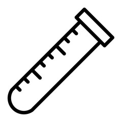 icon of a laboratory test tube with measurement marks. Commonly used in medical, scientific, and educational designs related to chemistry, experiments, or lab equipment.