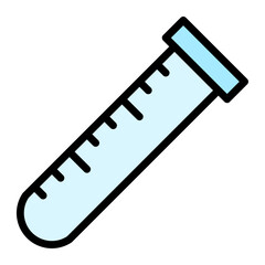 icon of a laboratory test tube with measurement marks. Commonly used in medical, scientific, and educational designs related to chemistry, experiments, or lab equipment.