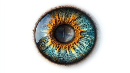 Closeup of a human eye with blue and orange iris