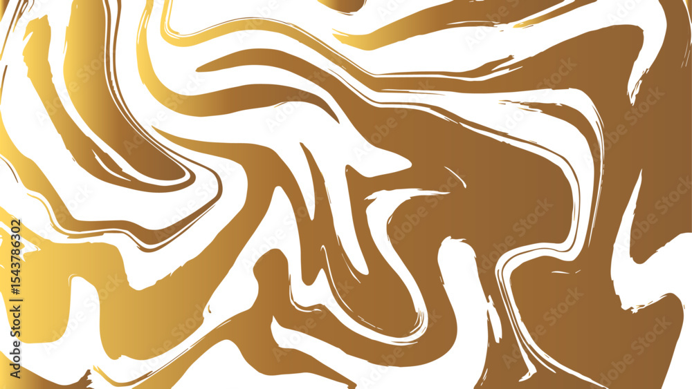 Aufkleber  Abstract fluid marble texture with swirling patterns with golden yellow and white. Glossy, reflective finish that mimics a molten, liquid metal effect. Gradients and wavy distortions create a dynamic