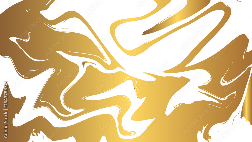 Aufkleber  Abstract fluid marble texture with swirling patterns with golden yellow and white. Glossy, reflective finish that mimics a molten, liquid metal effect. Gradients and wavy distortions create a dynamic