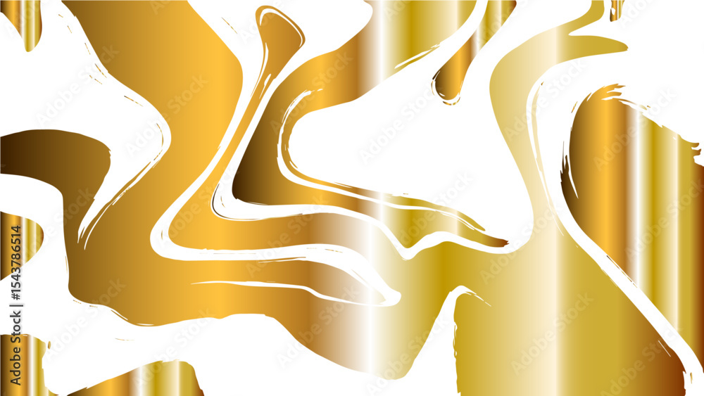 Poster  Abstract fluid marble texture with swirling patterns with golden yellow and white. Glossy, reflective finish that mimics a molten, liquid metal effect. Gradients and wavy distortions create a dynamic