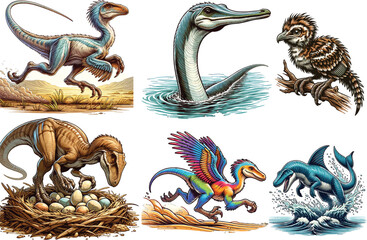 Dinosaurs Vector Collection Set Resizable, Printable, Editable Clipart for Kids & Education