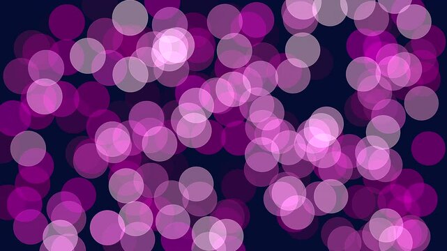 An artistic composition showcasing glowing purple circles arranged in a circular pattern on a dark background. The soft, rounded edges create a luminous and dynamic visual impact