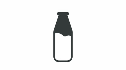 Milk Bottle Icon. Vector isolated editable flat black and white illustration of a bottle of milk.