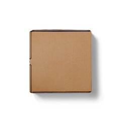 A plain cardboard box, typically used for packaging and shipping items securely.