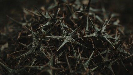 Thorns close macro view background, danger concept