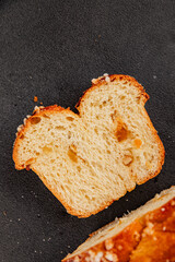Brioche sweet baked dessert fluffy baked goods fresh delicious gourmet food background on the table...