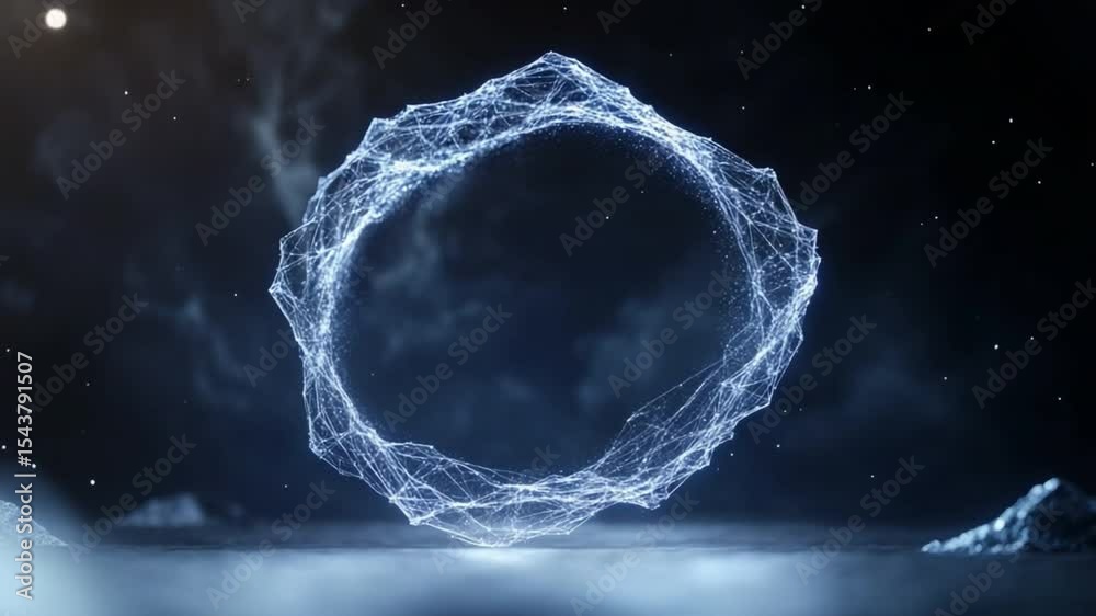 Aufkleber abstract etherial ring of energy: a luminous, crystalline ring of energy hovers against a backdrop o
