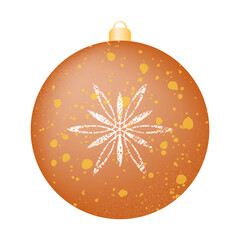 Christmas and New Year tree decoration in the form of a orange ball. Vector illustration