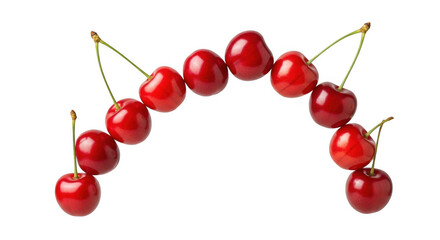 Fresh red cherries on a white background looking juicy and delicious