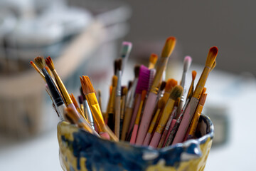 set of brushes for painting