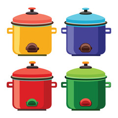 crock pot set isolated on white background