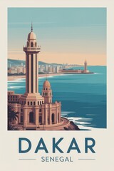 Vintage Travel Poster Dakar, Senegal 