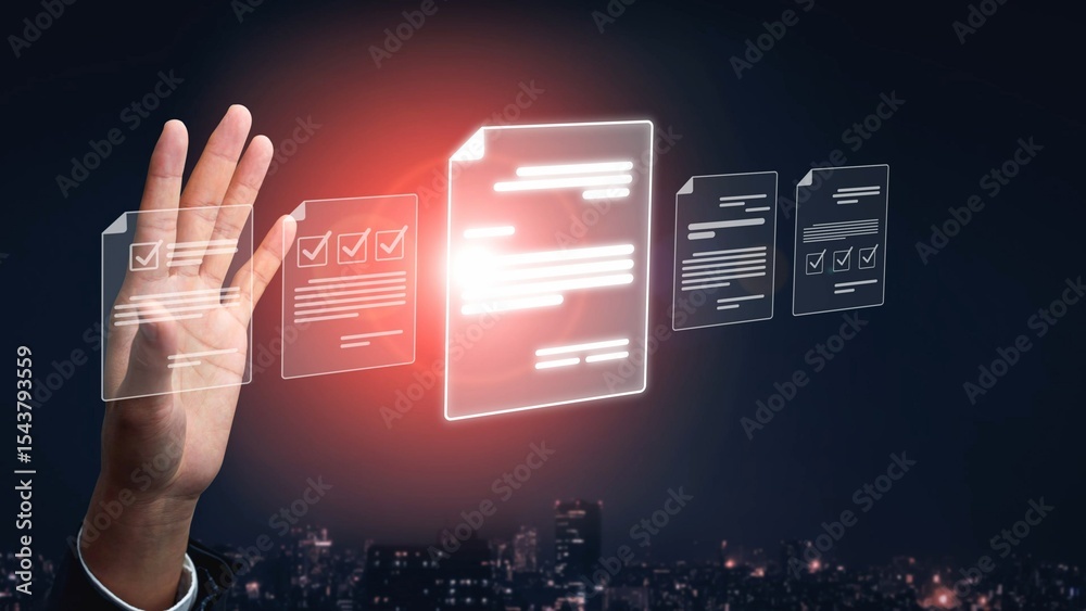 Poster online document management, cloud-based document access, secure digital file storage, paperless docu