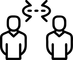 conflict vector outline icon on white or transparent background	