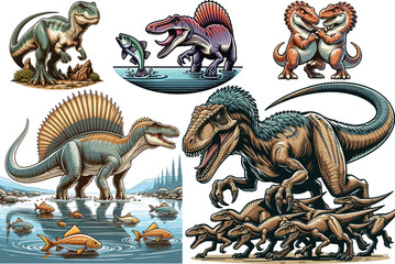 Dinosaurs Vector Collection Set Resizable, Printable, Editable Clipart for Kids & Education