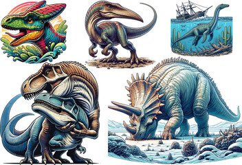 Dinosaurs Vector Collection Set Resizable, Printable, Editable Clipart for Kids & Education