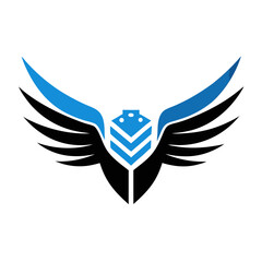 Abstract blue wings logo with geometric center