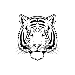 Black and white vector of tiger head isolated