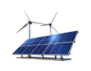 Solar panels and wind turbines generating clean energy, alternative power source, sustainable technology, environmental conservation, renewable resources, eco-friendly solution, climate