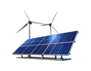 Solar panels and wind turbines generating clean energy, alternative power source, sustainable technology, environmental conservation, renewable resources, eco-friendly solution, climate