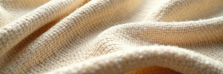 Close-up, rustic linen weave, natural beige tones, textile, simple