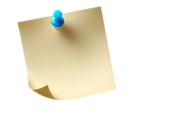 Blank sticky note with a blue pushpin.
