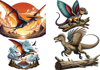 Dinosaurs Vector Collection Set Resizable, Printable, Editable Clipart for Kids & Education