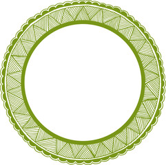 Madhubani design ornament green circle border.