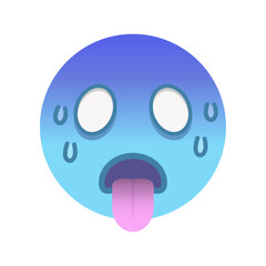 白目をむき舌を出して汗をかいている青ざめた顔の絵文字 - 貧血や気絶･体調不良や脱水症状のイメージ