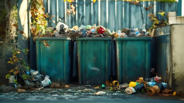 Waste sorting containers and compost for ecology, Eco friendly waste disposal, Recycling concept	