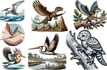 Dinosaurs Vector Collection Set Resizable, Printable, Editable Clipart for Kids & Education