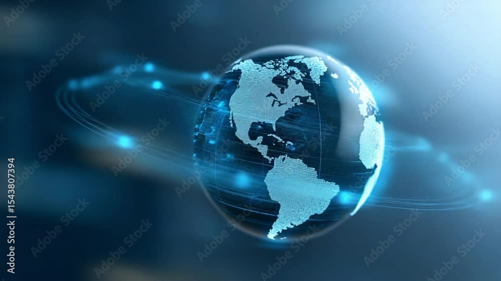 Poster Global Connectivity: A digital globe, showcasing interconnected data streams and representing global communication and networking capabilities